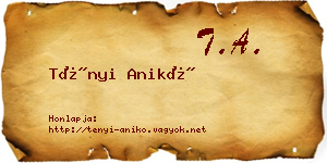 Tényi Anikó névjegykártya